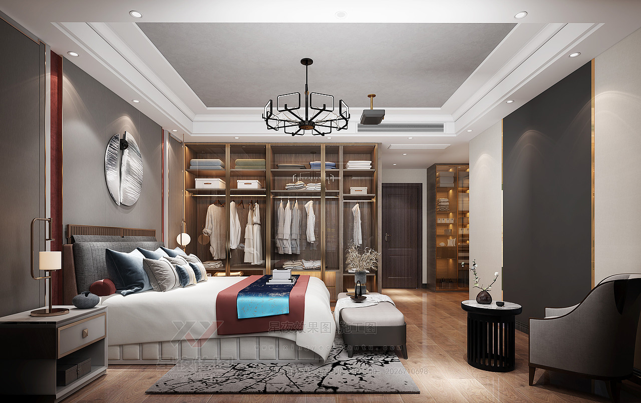 新中式卧室+书房