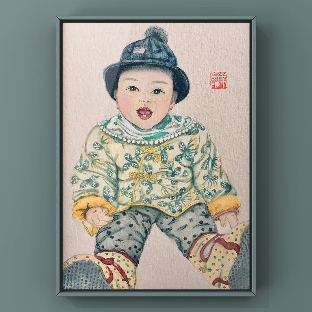 水彩宝贝系列～九宫格～召唤神龙[z大笑][z动心]（图ZMjAwODYxNjI0） - 艺术插画 - 站酷设计师小阿婆绘生活原创素材 - 站酷ZCOOL