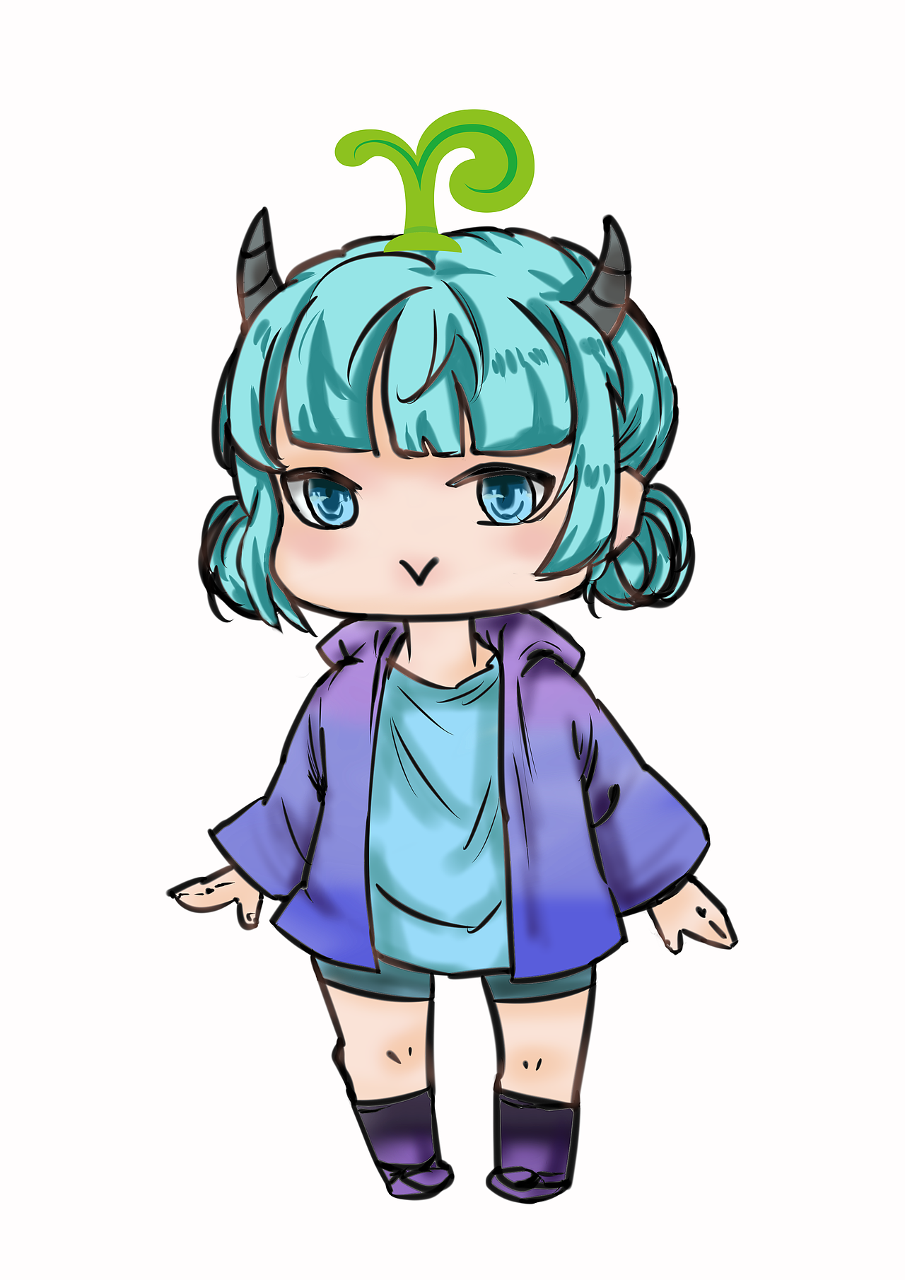 羊角少女咩小芽（圖ZMjEyODM3NzIw） - 單幅漫畫(huà) - 站酷設(shè)計(jì)師愛(ài)喝奶茶的靚仔原創(chuàng)素材 - 站酷ZCOOL