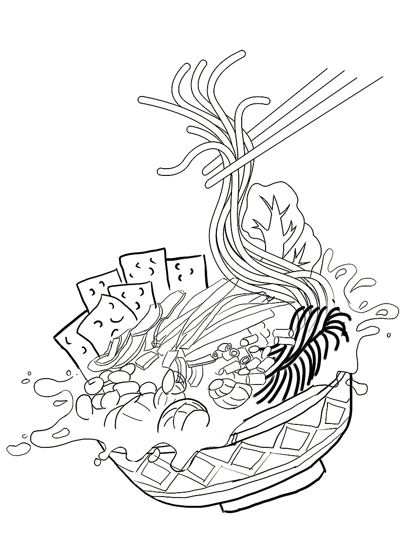 柳州螺蛳粉插画包装