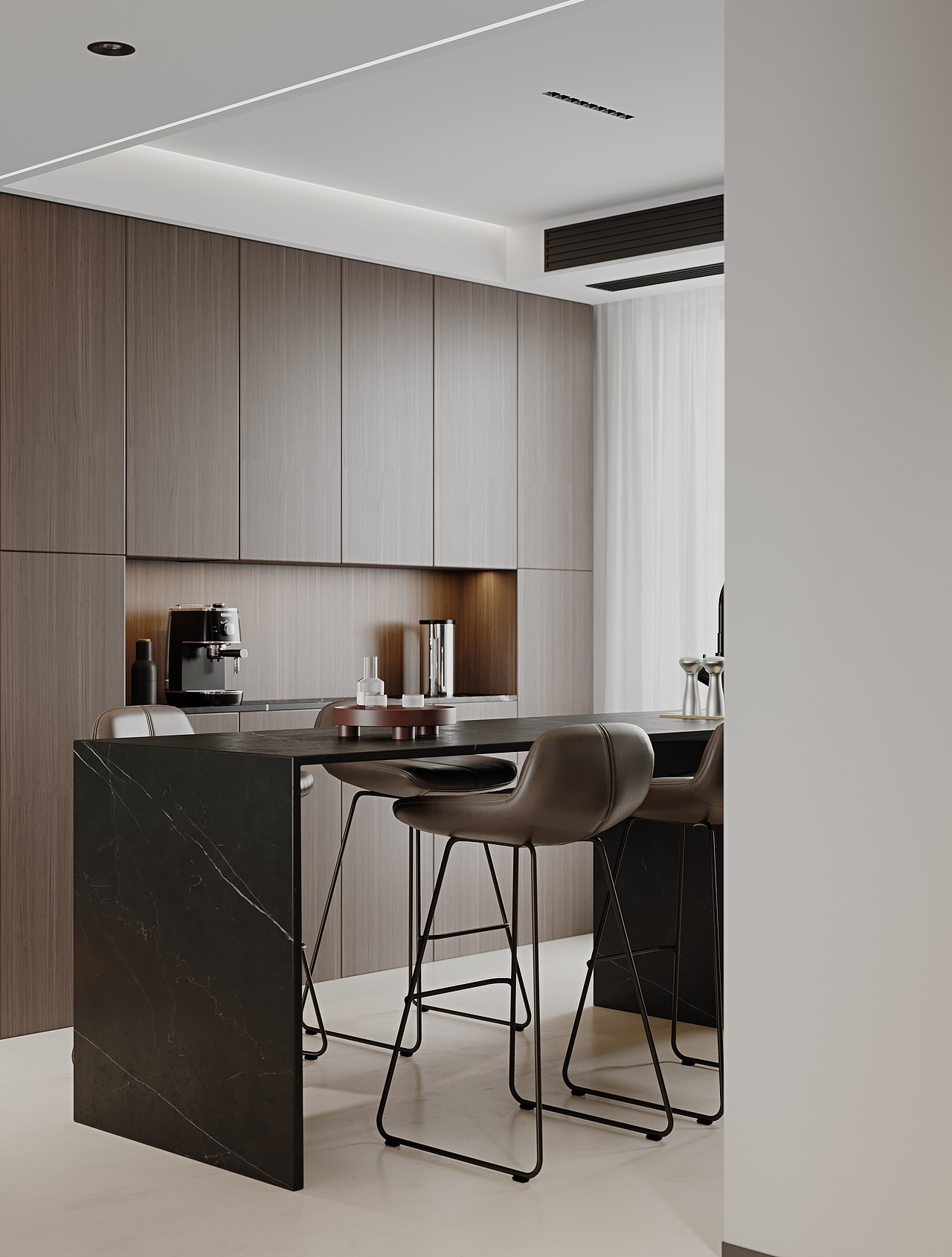 暗黑风全屋木饰面客餐厅