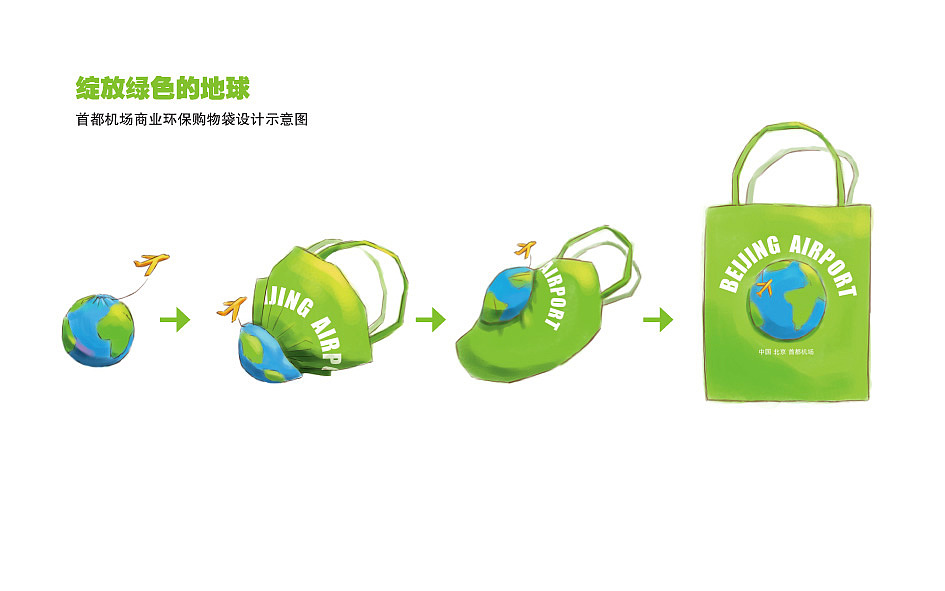 绽放绿色的地球——首都机场商业环保购物袋设计