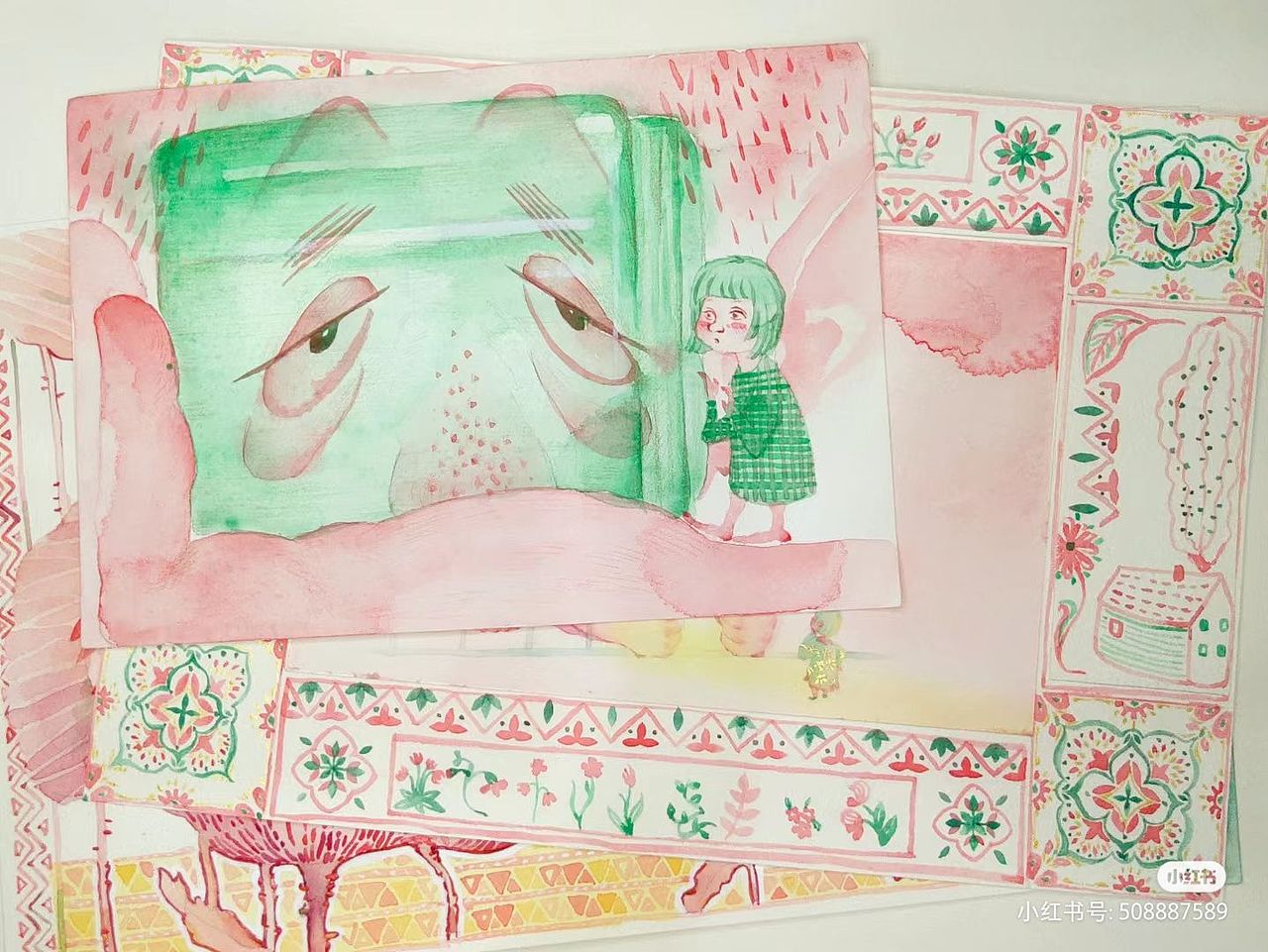 《巨人与小女孩》系列二（图ZMzQ4NzQ0MzAw） - 绘本 - 站酷设计师梨籽猫原创素材 - 站酷ZCOOL