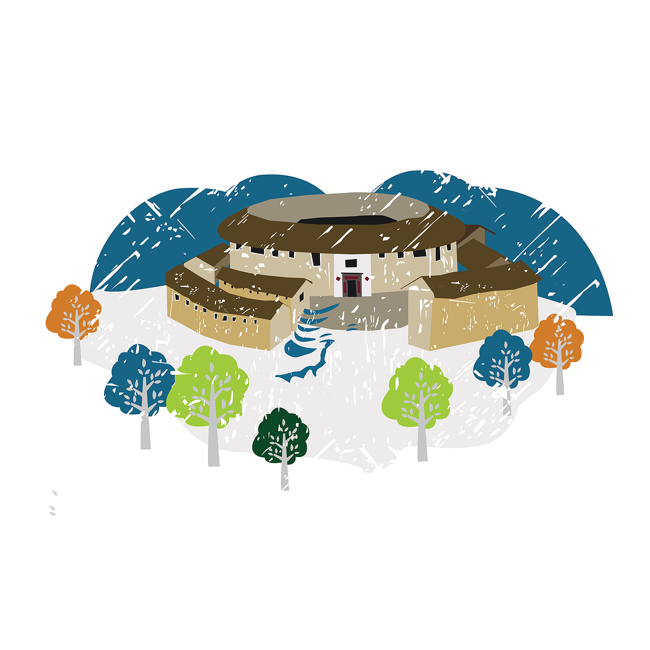 土楼系列|插画|概念设定|童话法术米卢鱼_原创作品-站酷zcool