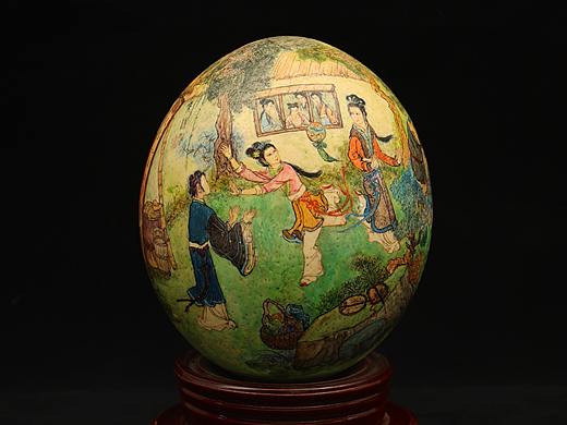 非遗鸵鸟蛋彩绘-西游系列盘丝洞
