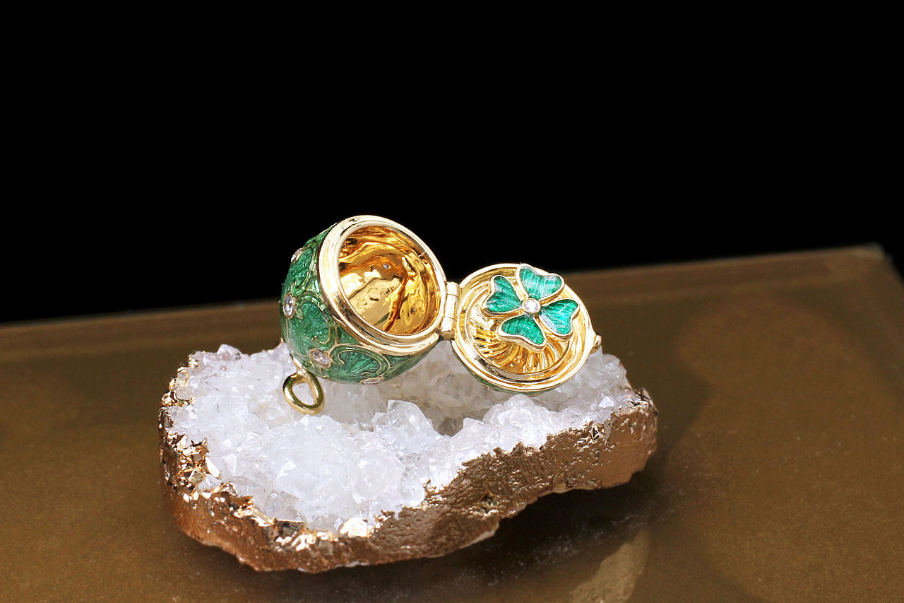 珠宝摄影 吊坠 日本制高温珐琅七宝烧18k金