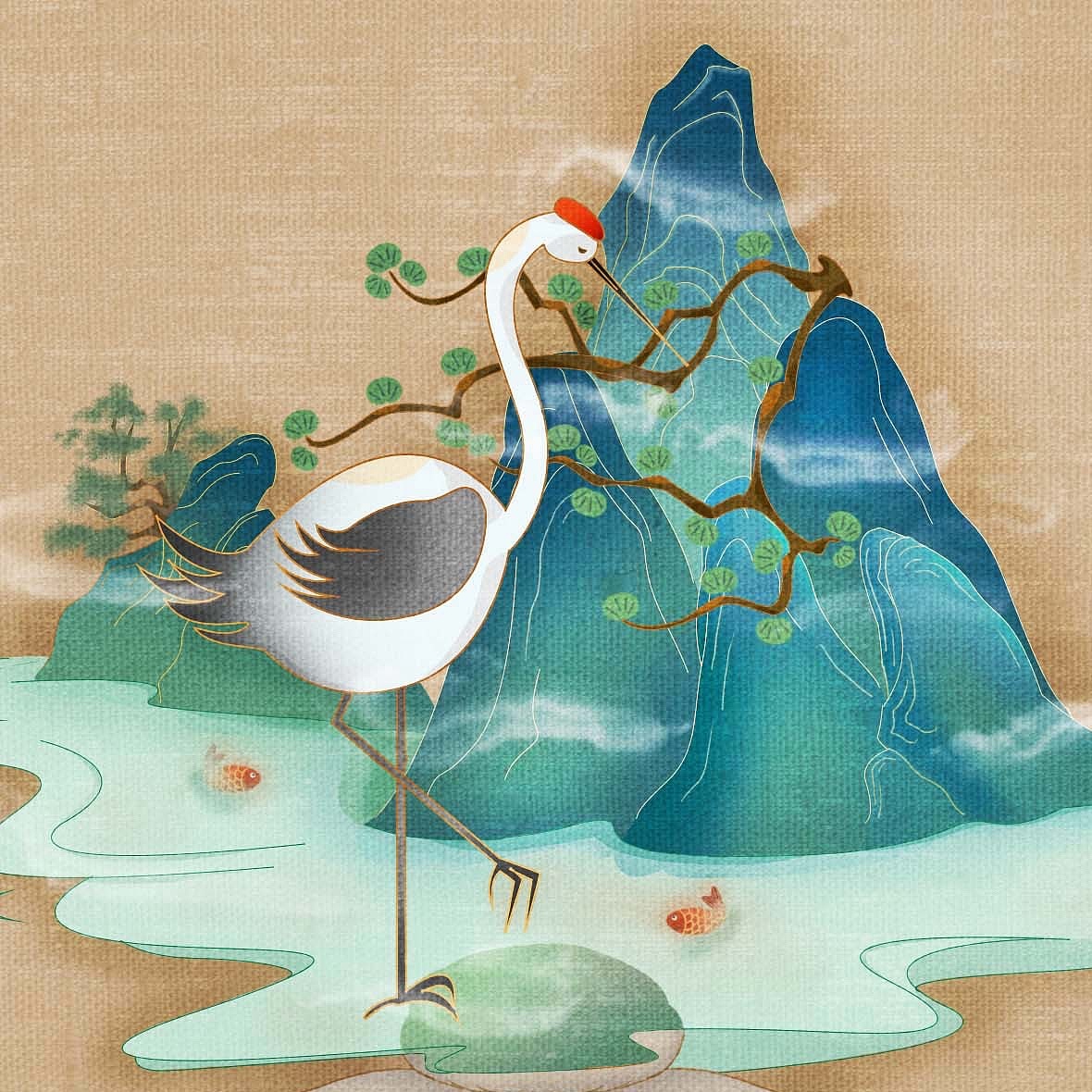 仙鶴老爺爺賀壽圖（圖ZMjk2MTY3MjQ4） - 創(chuàng)作習(xí)作 - 站酷設(shè)計師燎青麥原創(chuàng)素材 - 站酷ZCOOL