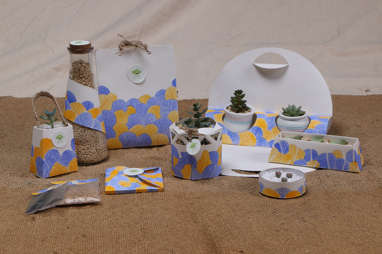 纯手绘多肉植物包装