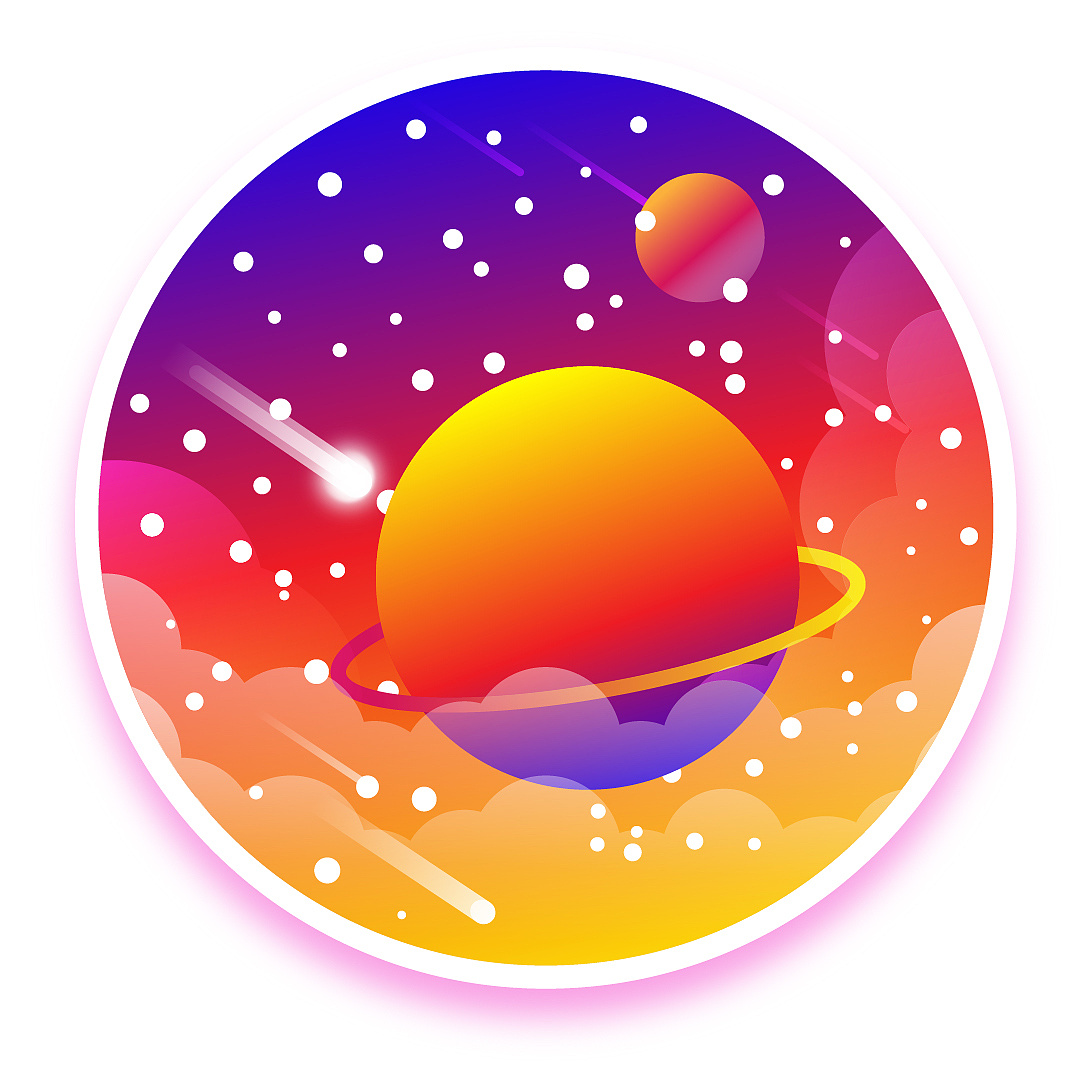 扁平风插画-绚烂星球