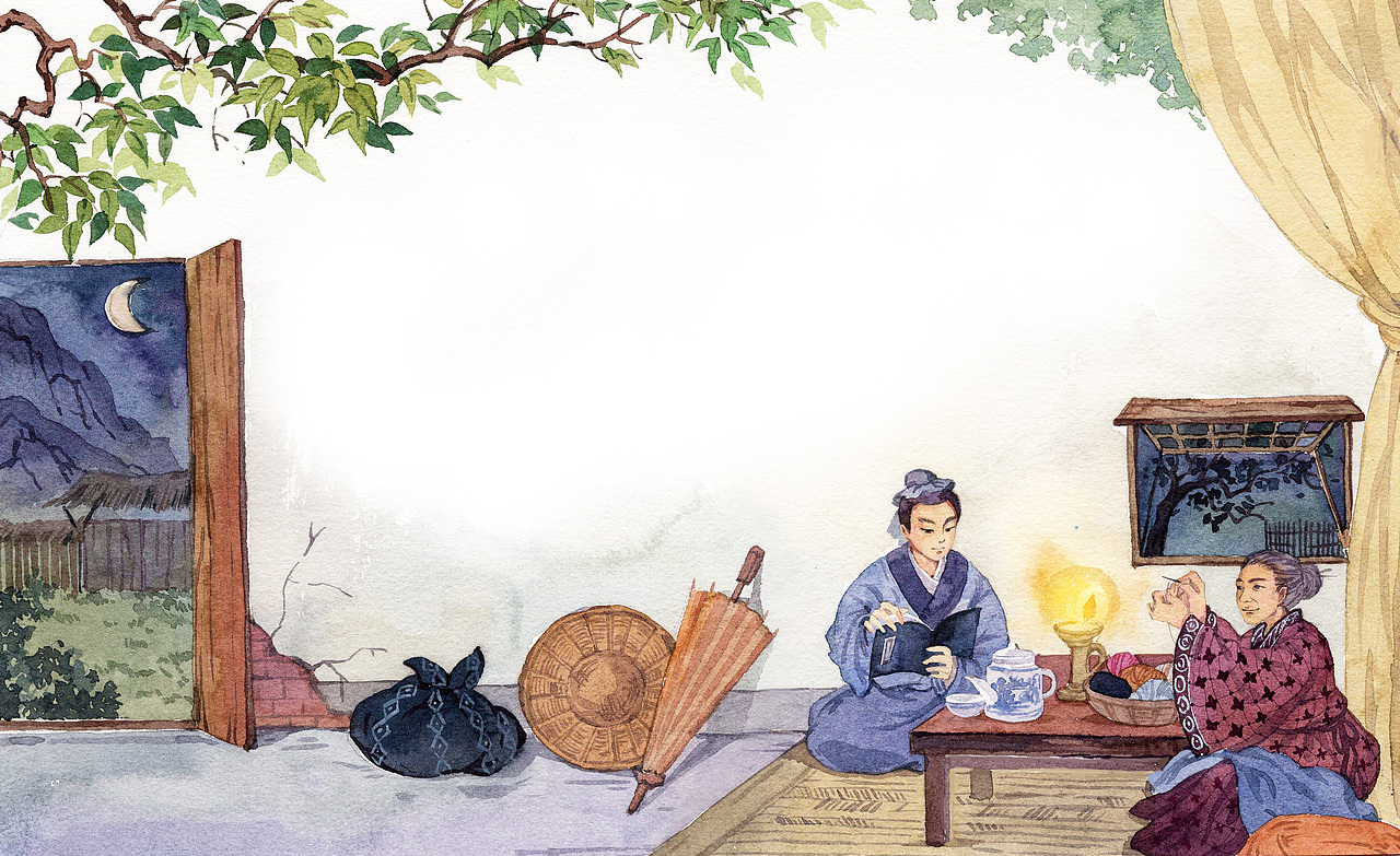 《读古诗，学作文》水彩插画配图 （一）（图ZMjQyNjE4NjEy） - 儿童插画 - 站酷设计师陈晶_插画原创素材 - 站酷ZCOOL