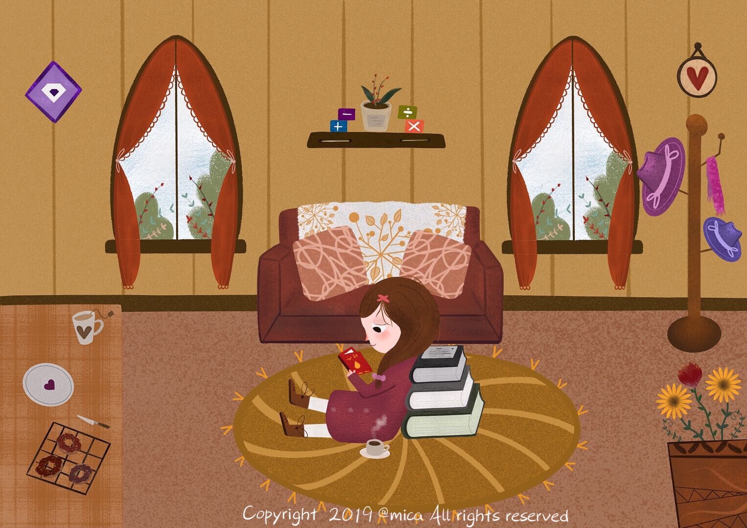 爱读书的小女孩|插画|插画习作|mica赵 - 原创作品 - 站酷 (zcool)