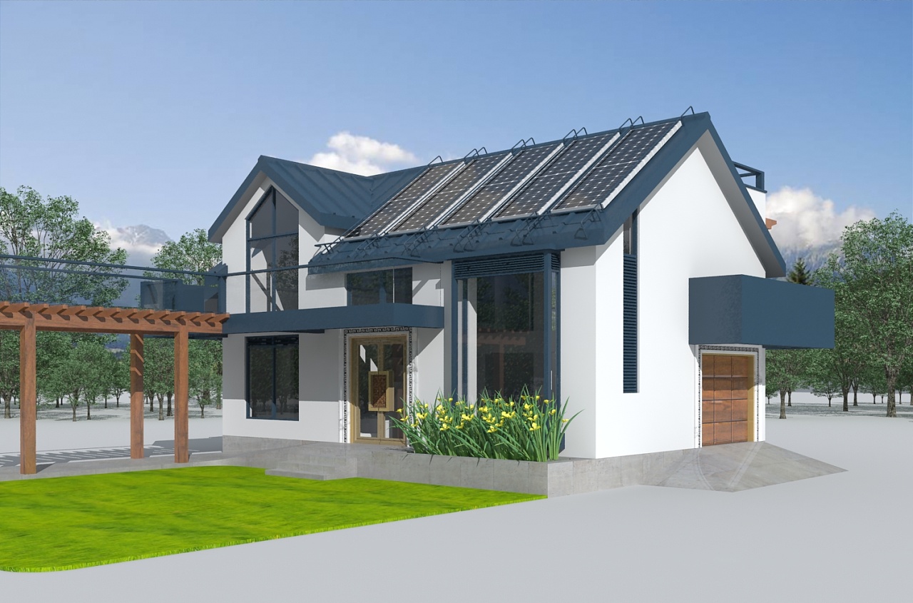 农村二层自建房别墅设计屋顶光伏发电