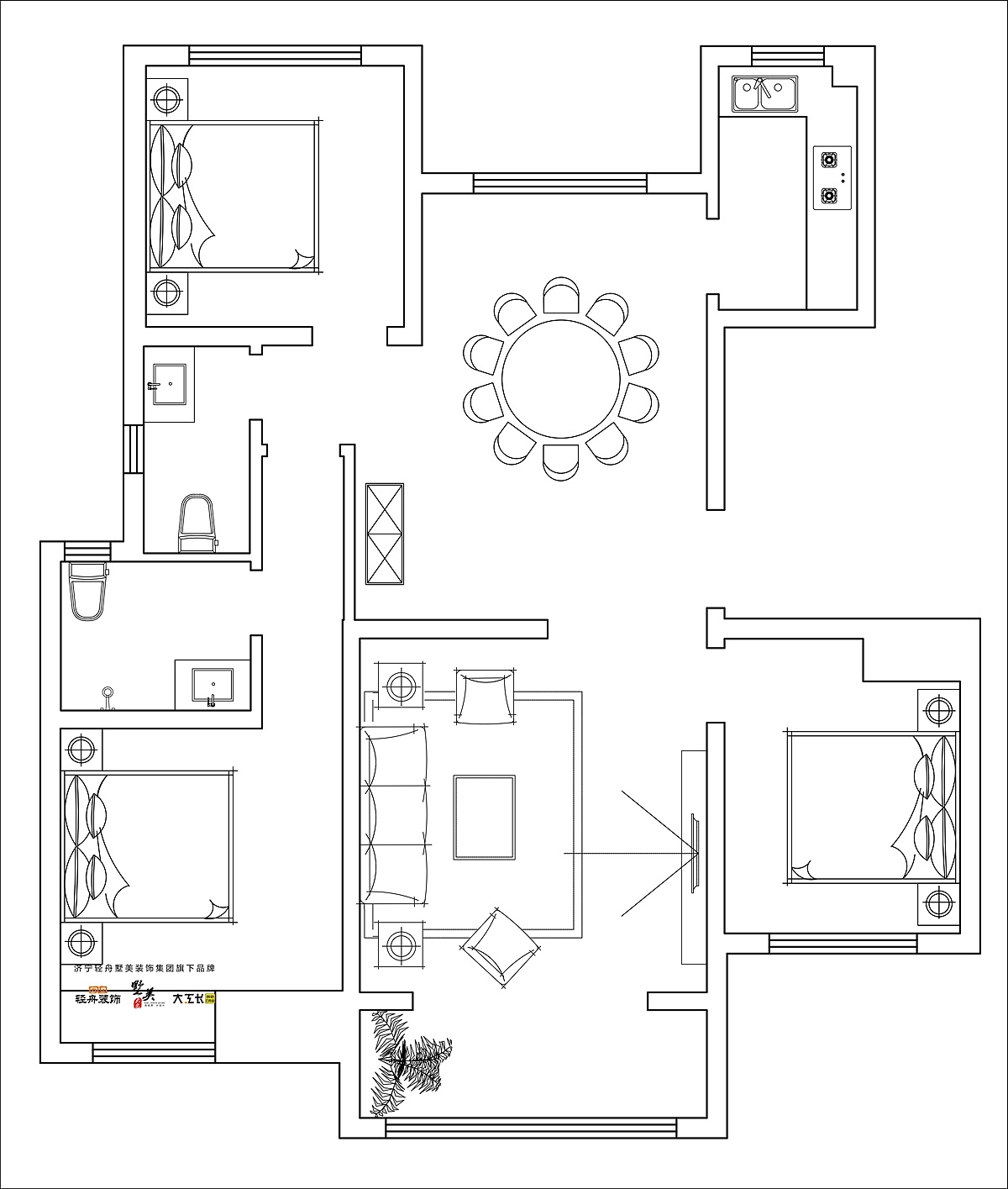 济宁绿地国际城二期D5户型175平米西户欧式风格装修