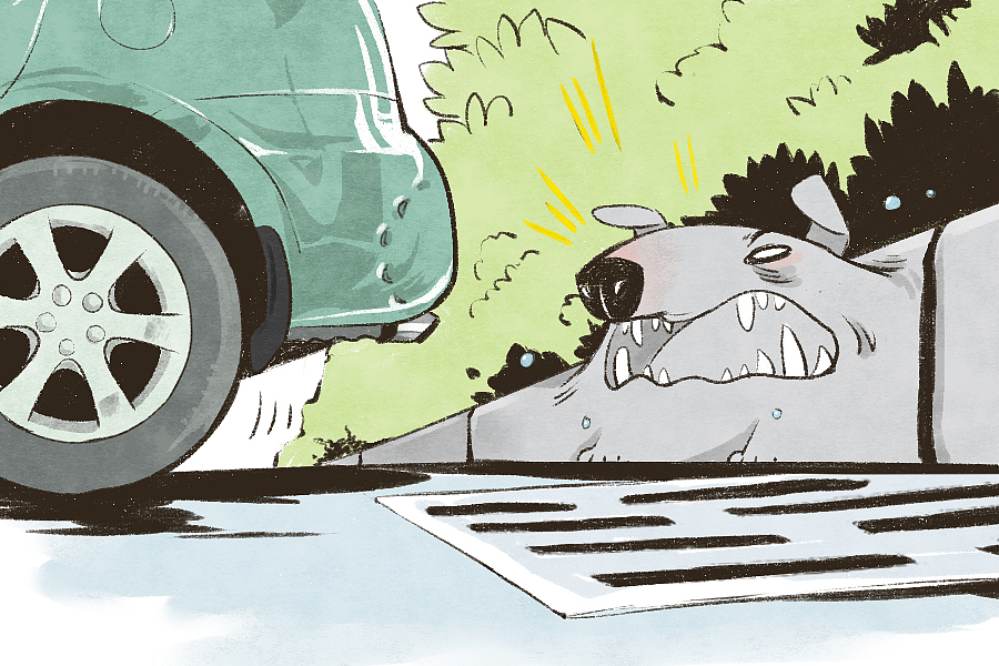 开车的艰险生活水彩手绘感觉描绘那些避不开的意外事件