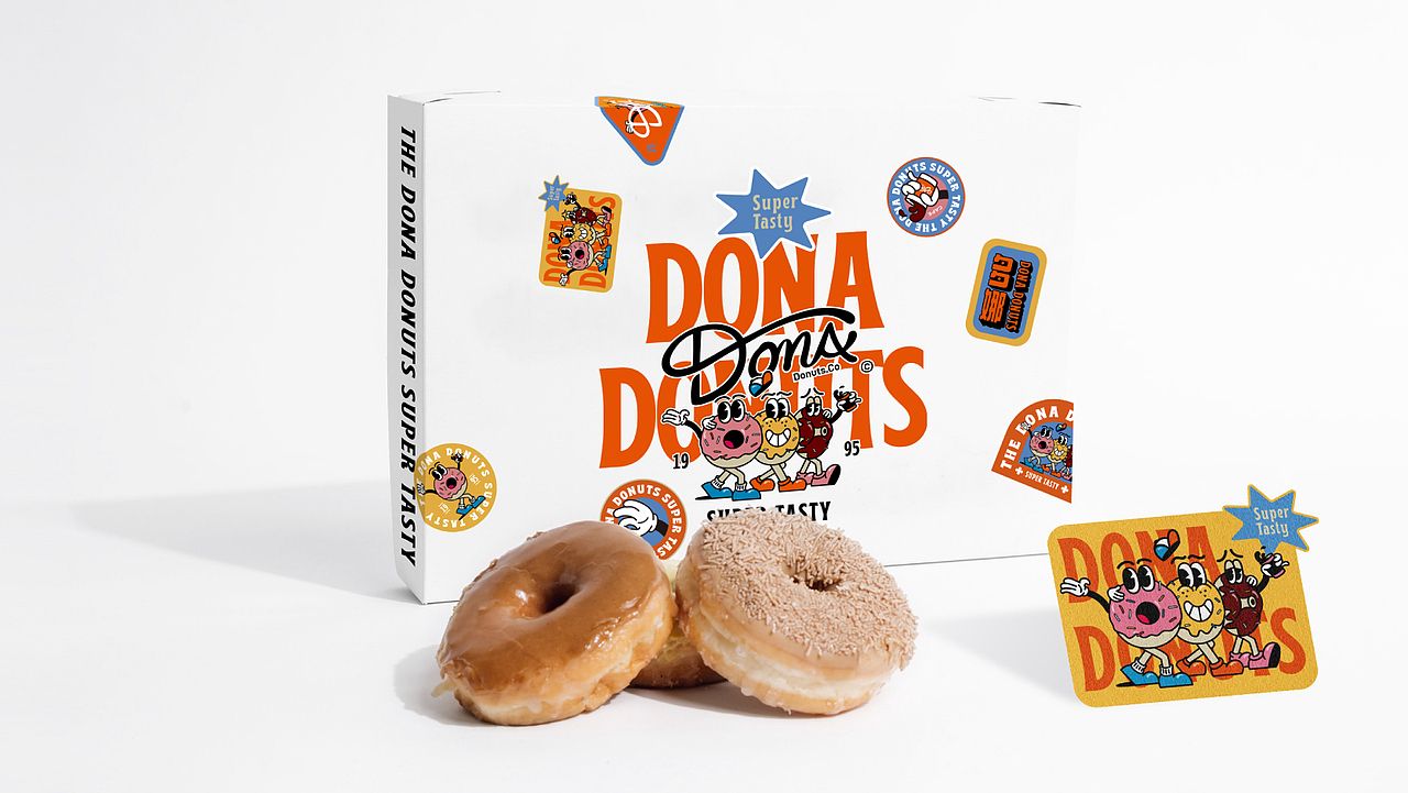 Dona donuts 多娜甜甜圈 美式复古甜甜圈品牌设计