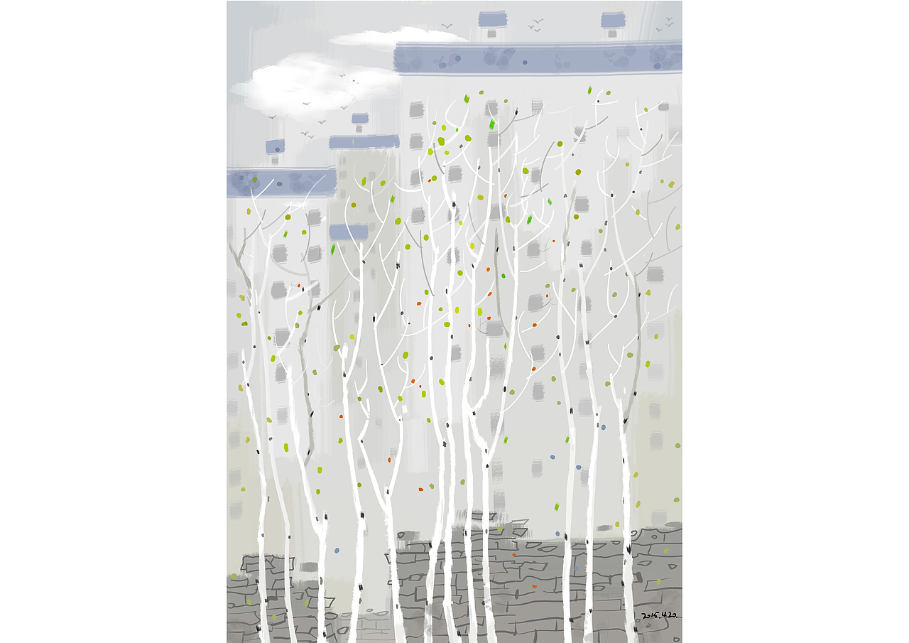 宿舍窗外的小白杨（图ZMTExNTgxMTc2） - 创作习作 - 站酷设计师嘻嘻被占用了原创素材 - 站酷ZCOOL