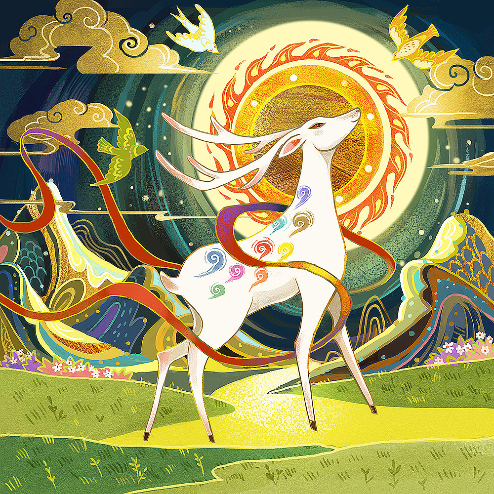 九色鹿|插画|商业插画|ameilili - 原创作品 - 站酷 (zcool)