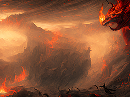 #站酷梦笔#地狱，深渊，火，超现实主义,插画