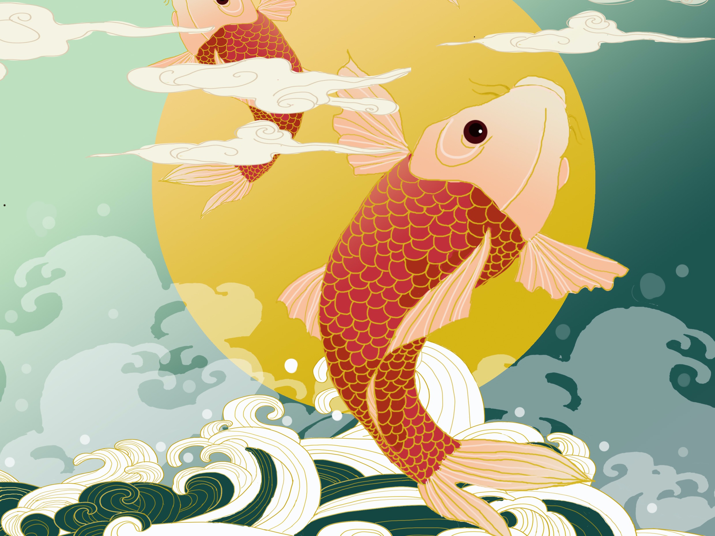 如鱼得水水中的金鱼设计插画图片-千库网