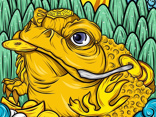 三足金蟾国潮插画