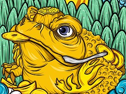 三足金蟾国潮插画