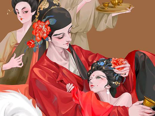 浅酒人前共，软玉灯前拥（个人主页-ZNjQ4ODM4ODQ=） - 商业插画 - 站酷设计师红嘴绿鹦哥原创素材 - 站酷ZCOOL