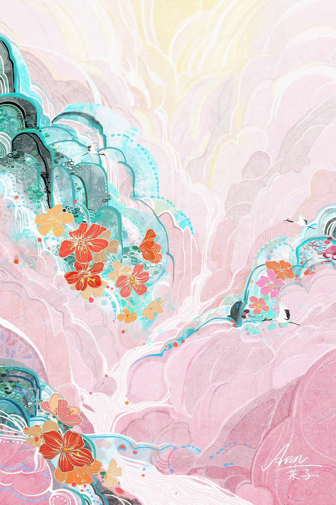 芳树无人花自落，春山一路鸟空啼（图ZMjEyOTI0NTEy） - 商业插画 - 站酷设计师Ann葉子原创素材 - 站酷ZCOOL