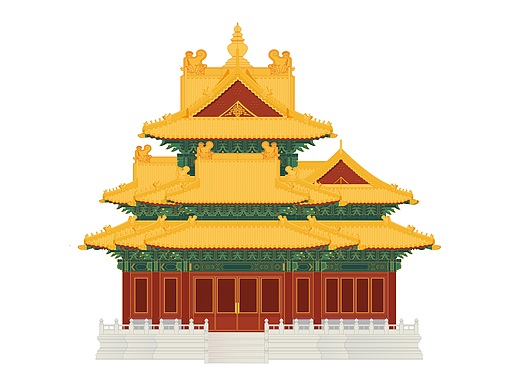 北京故宫角楼矢量建筑插画