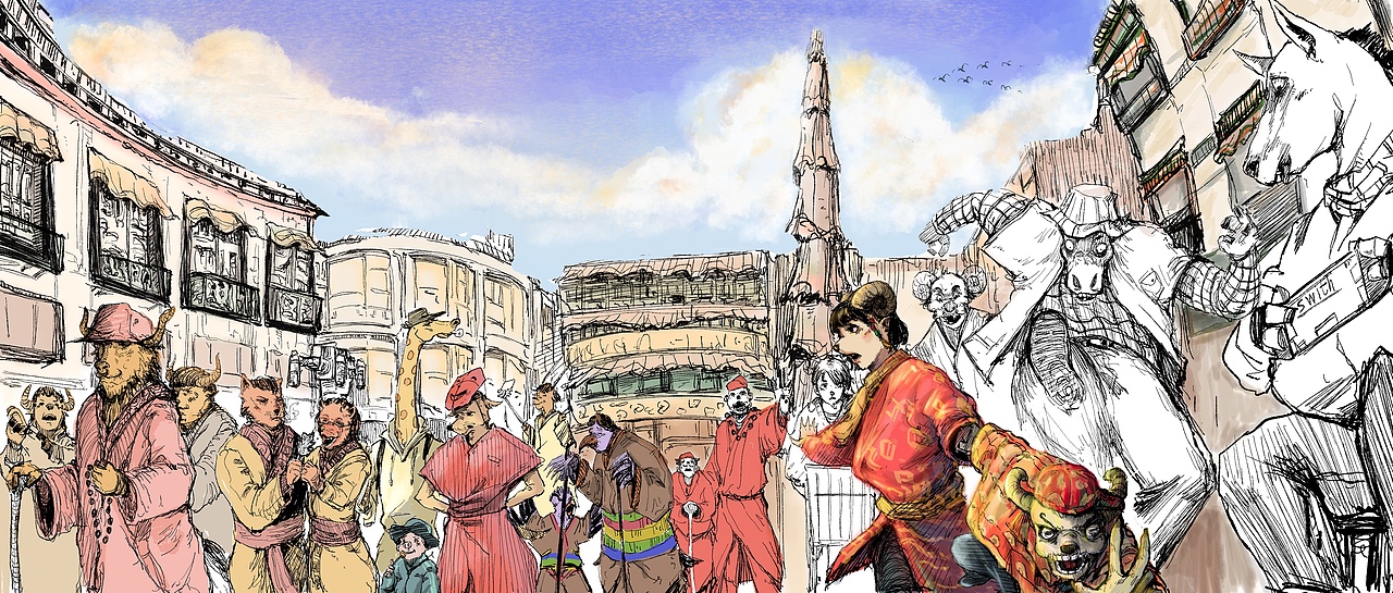 旅行记录插画(半成品)