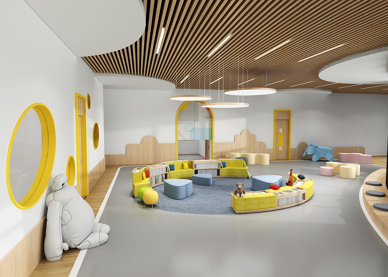 ————游戏室
这个大教室形成的落地窗,让孩子们能多看看外面的世界并不会让小朋友们乱跑,还有很多的玩偶,给孩子们增多了很大乐趣小板凳榻榻米,我也恨不得去体验一把,舒舒服服躺一下<br> ———— Game room<br><br>The floor-to-floor windows formed in this big classroom allow children to see more of the outside world and not let children run around. There are many dolls, which add a lot of fun to children. I would like to experience one and lie down comfortably