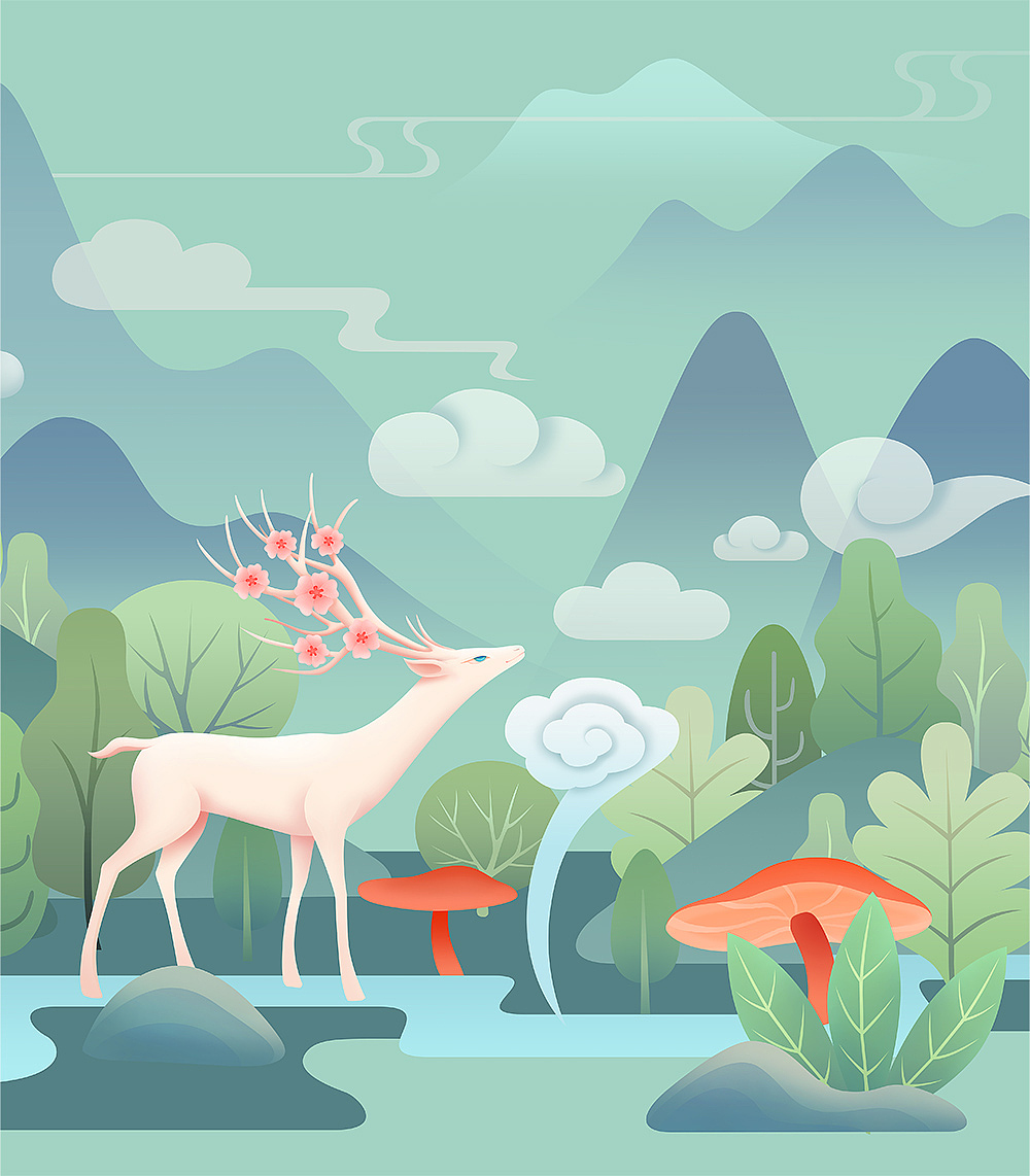 《鹿》|插画|商业插画|春和绘_原创作品-站酷zcool