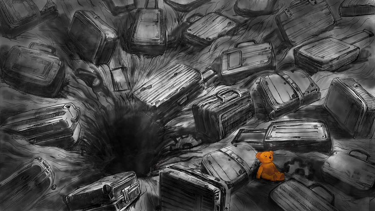 行李箱慢慢坠入海底