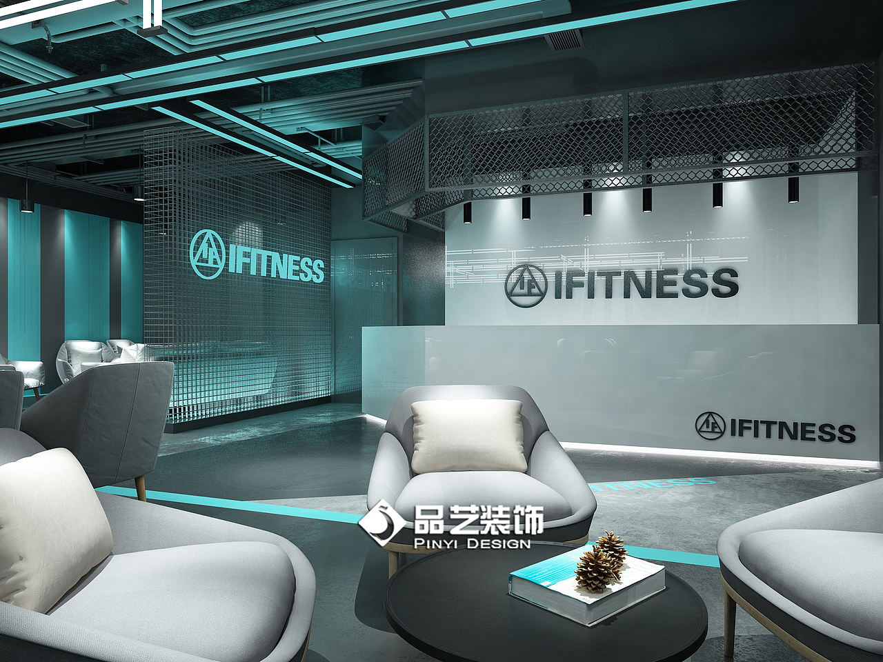 工业科技风健身房装修设计瑜伽房健身工作室