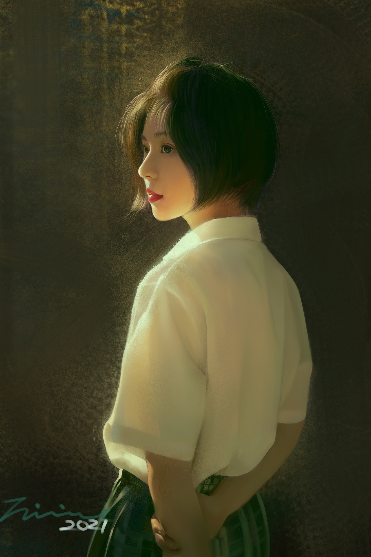 学校里的女孩（图ZMjU5NzM0OTc2） - 艺术插画 - 站酷设计师mumulike原创素材 - 站酷ZCOOL