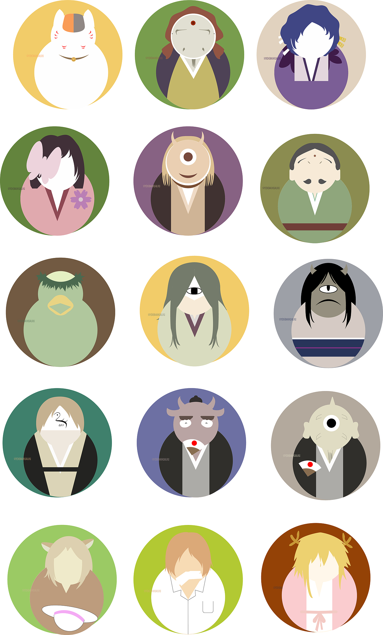 夏目友人帐人物图标（图ZNDM5MDQzNjA=） - 图标 - 站酷设计师四爷的百花楼原创素材 - 站酷ZCOOL