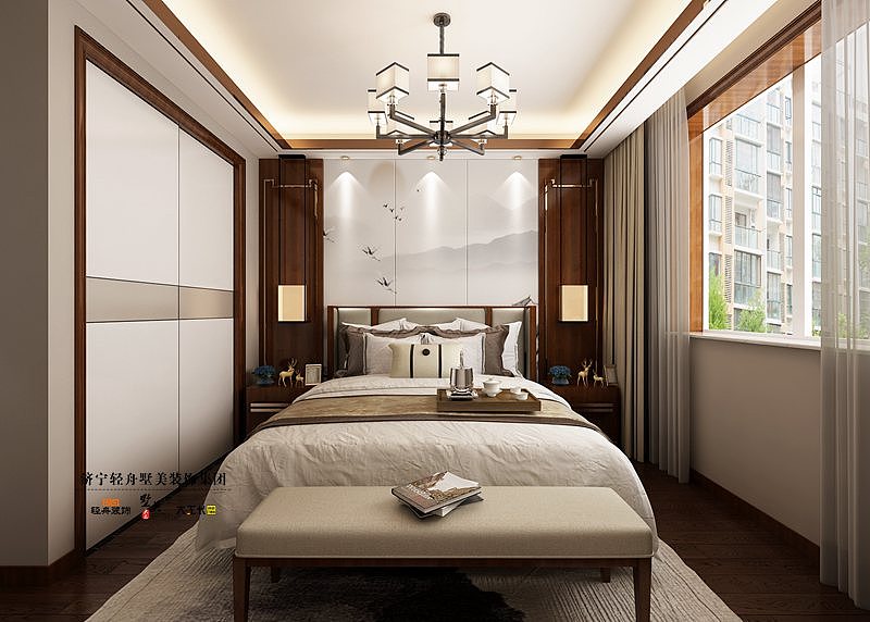 华城·宏河美地A户型198平方新中式风格装修设计方案