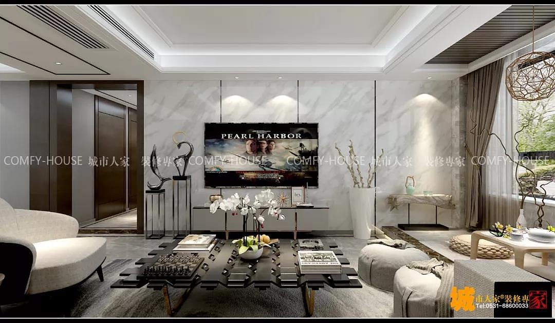 淄博城市人家|上湖御园135平轻奢风格装饰装修