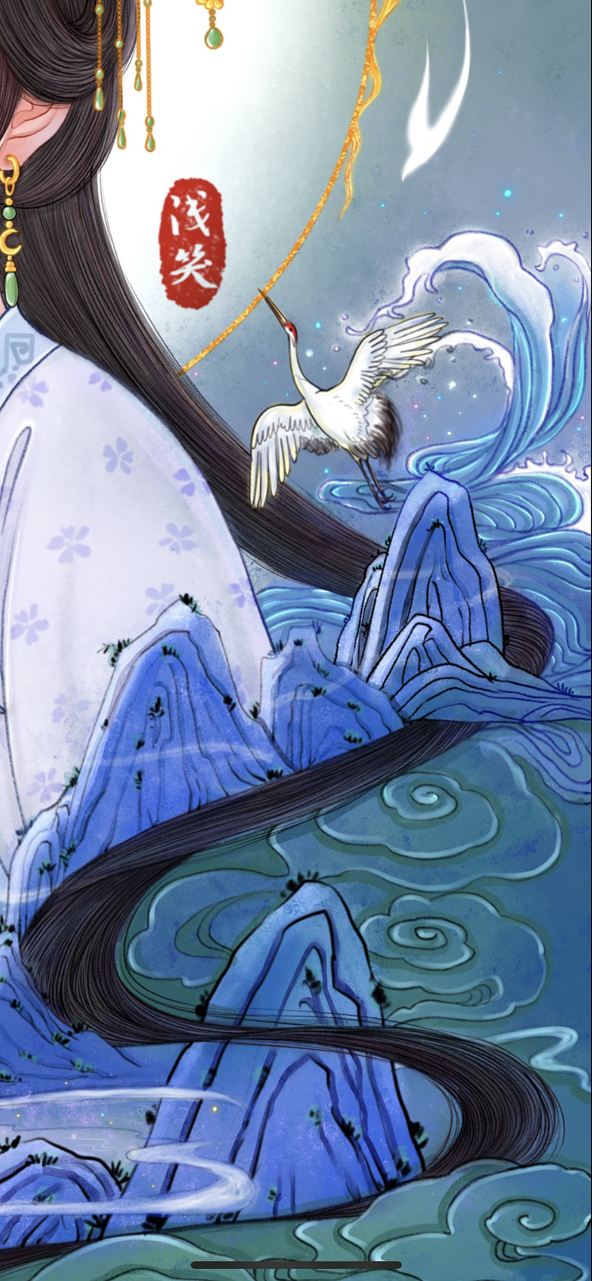 原创古风插画《语鹤》（图ZMzA2ODA4OTIw） - 创作习作 - 站酷设计师雨汐_lz原创素材 - 站酷ZCOOL