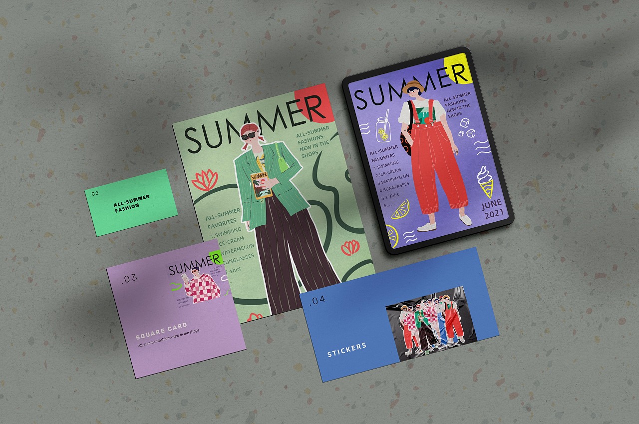 Summer-夏日-人物插画-人物穿搭（图ZMjYyMDM4NzI4） - 创作习作 - 站酷设计师melondan原创素材 - 站酷ZCOOL