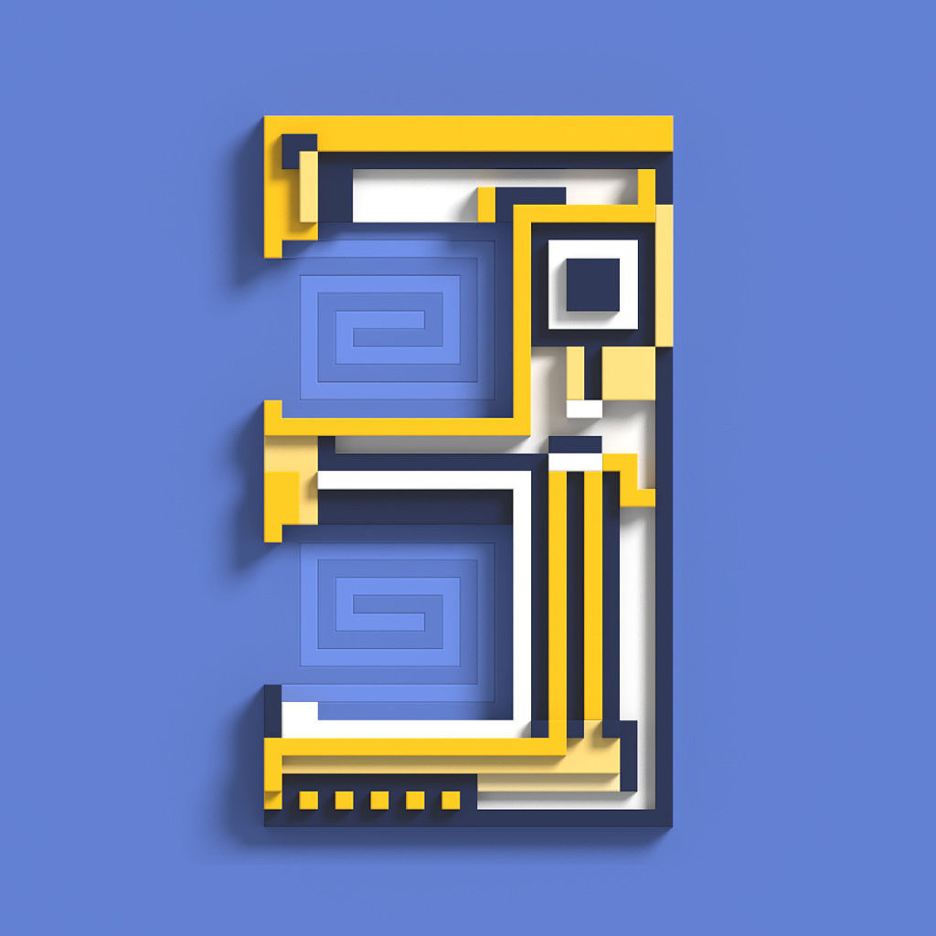 3d像素风像素数字设计欣赏!