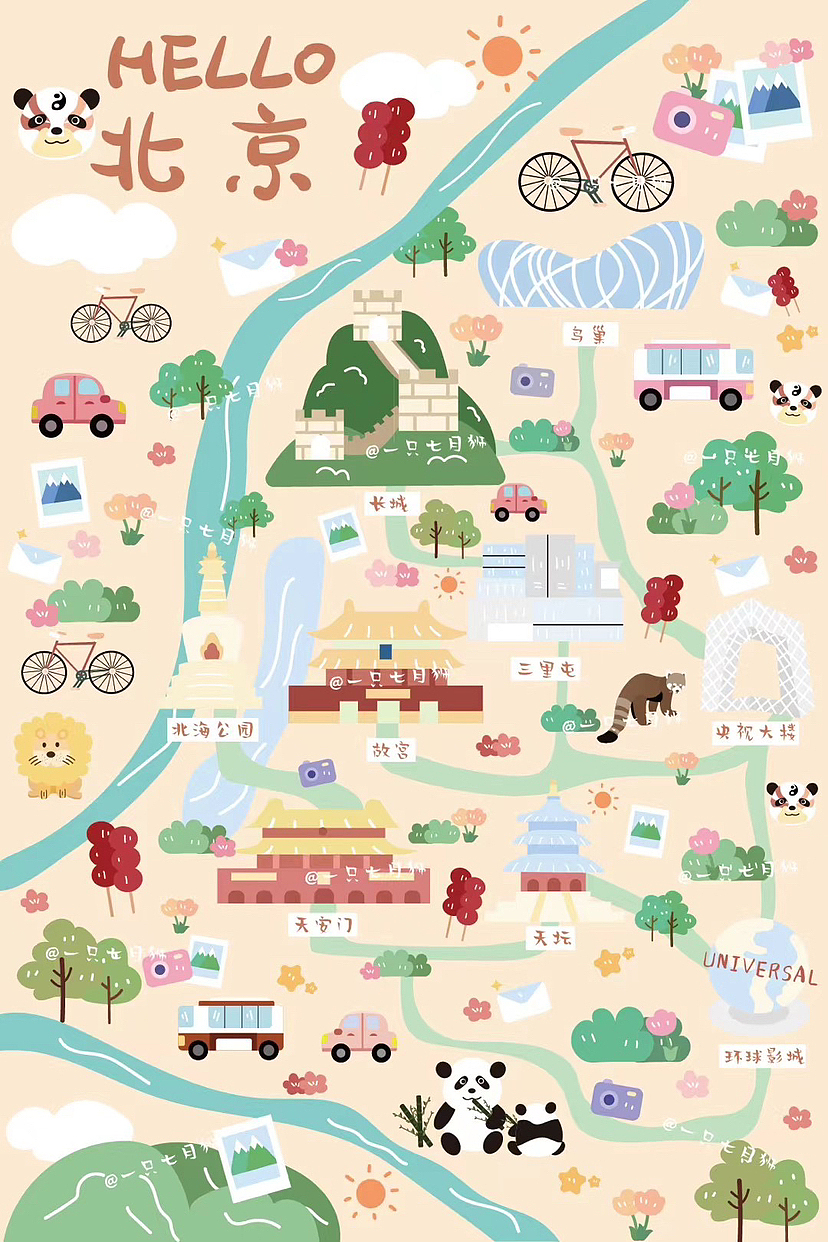 可爱卡通城市系列明信片（图ZMzQzMTkzMTY0） - 商业插画 - 站酷设计师日落加州原创素材 - 站酷ZCOOL