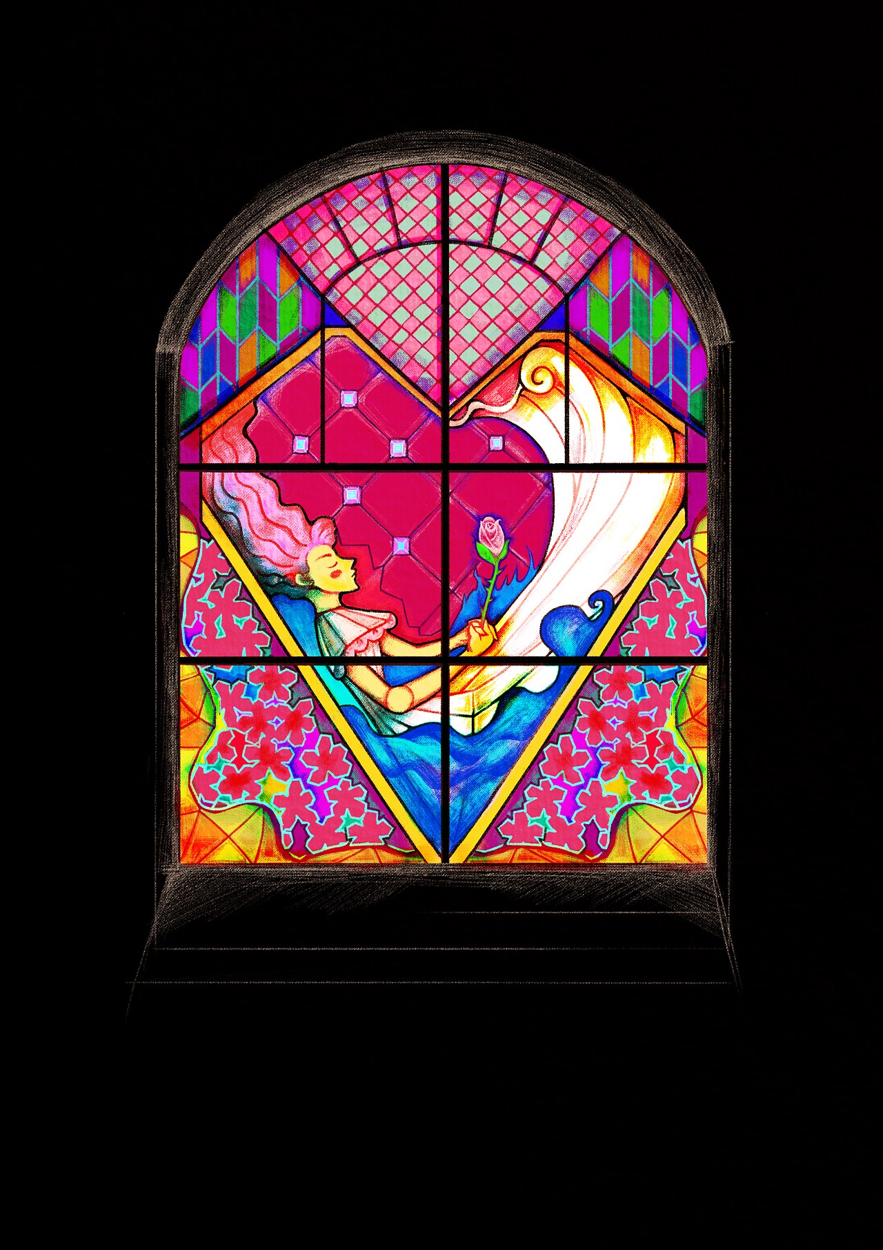 模仿教堂窗户玻璃画~一直很喜欢的色彩风格