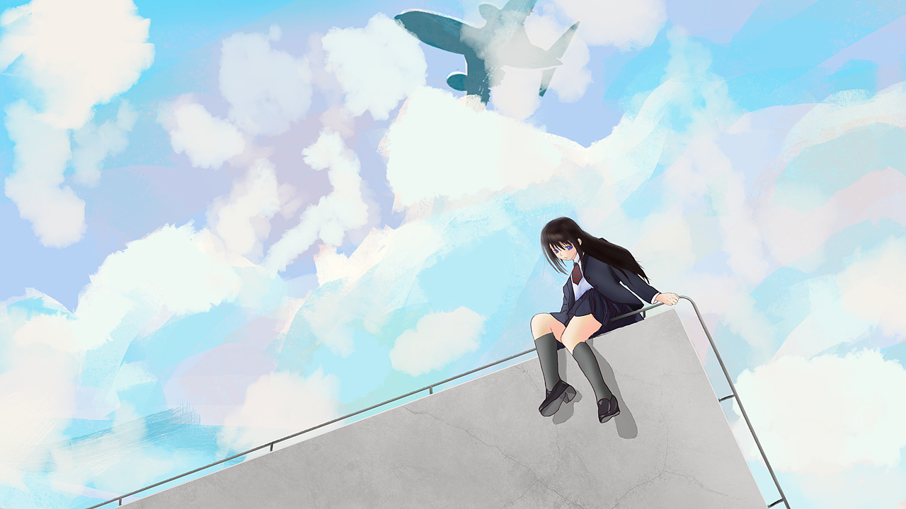 天台的少女|插画|商业插画|学画的捌拾叁 - 原创作品 - 站酷 (zcool)