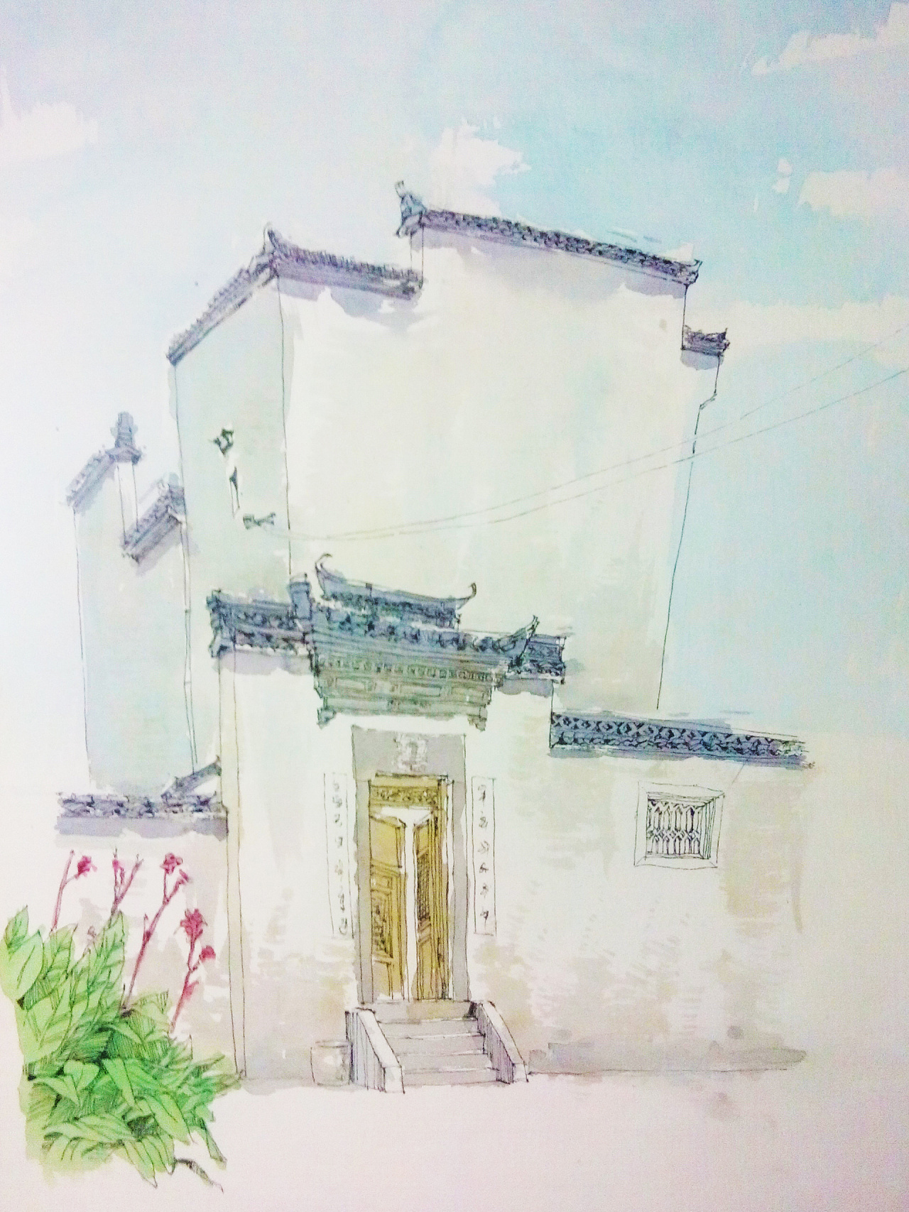 风景速写(水性笔,水彩)