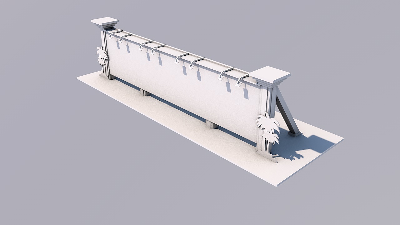 户外广告牌3D白模