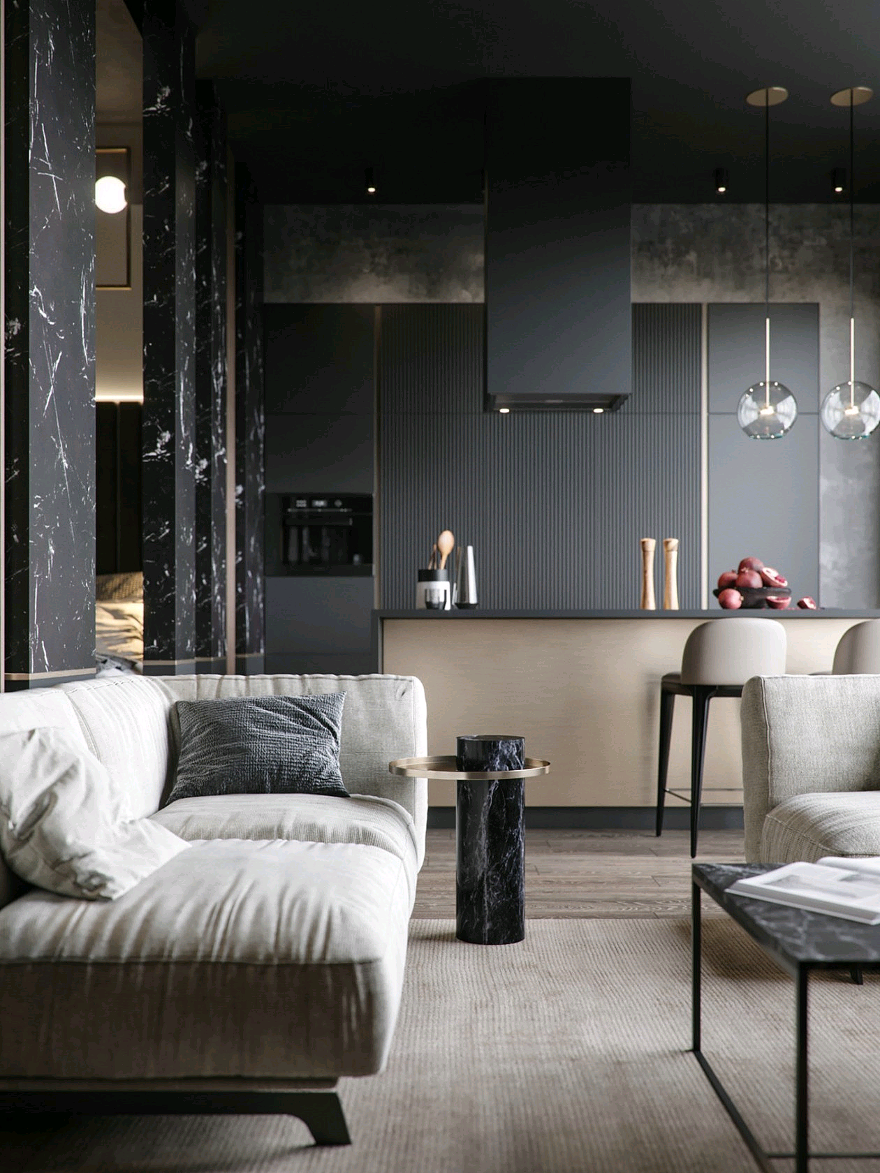 高级黑效果图案例|空间|家装设计|1992效果图陈丹妮 - 原创作品