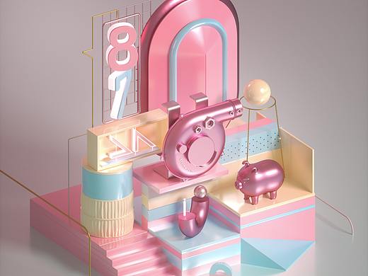 佩奇C4D场景渲染