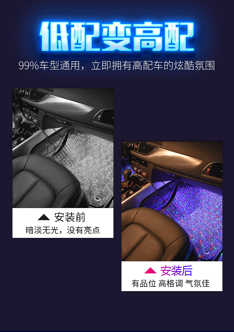 车内脚底满天星氛围灯详情（图ZMTU4MDA4MzA0） - 电商 - 站酷设计师猎人杨原创素材 - 站酷ZCOOL