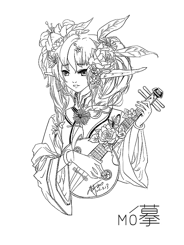 8月13日,临摹,临摹还不太到位。画个漫画要学会给模特化妆,做发型,穿着打扮。