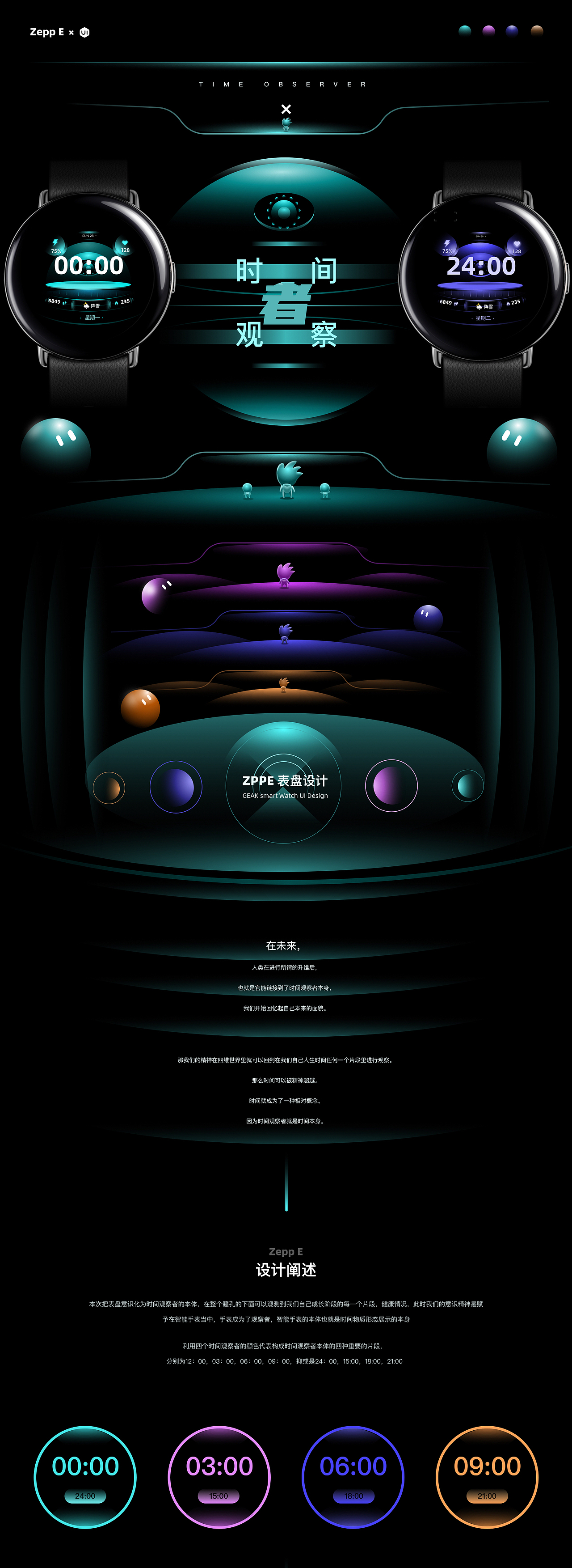 ZEPP“腕若新生”表盘设计大赛之--（时间观察者）（图ZMjI2NTAxMjMy） - 商业插画 - 站酷设计师设计老蔡原创素材 - 站酷ZCOOL